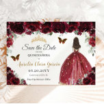 Reserva La Fecha Princesa Floral de Borgoña Dorada Quinceañera Dulc<br><div class="desc">c) El estudio Happy Cat Studio</div>