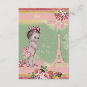Reserva La Fecha Princess Eiffel Tower Baby Shower Save The Date