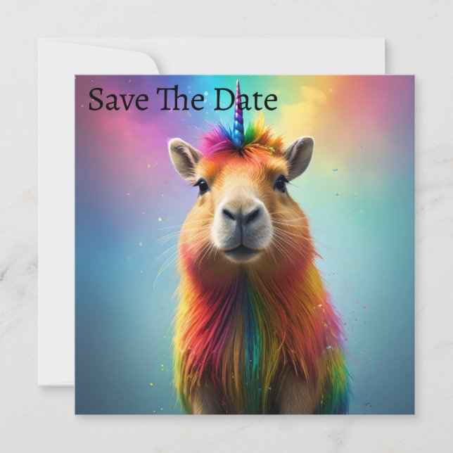 Reserva La Fecha Prismhorn: El Capybaraicorn del Arcoíris (Anverso)