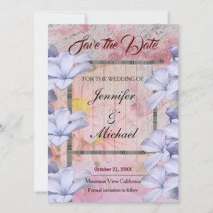 Reserva La Fecha Profesional de Boda Floral Clásica Rosa Dorada