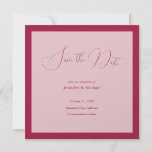 Reserva La Fecha Profesional de boda minimalista color rosa rojo