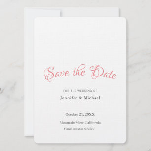 Reserva La Fecha Profesional de boda minimalista lino moderno llano