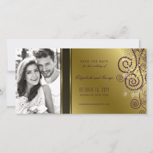 Reserva La Fecha Puestos de espiral de Boho morado y dorado Elegant