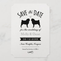 Pug Silhouettes Wedding Save the Date Invitation