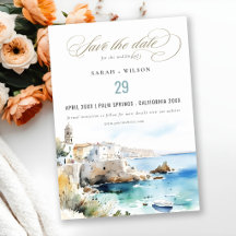 Puglia, Italia Paisaje Acuarela Boda