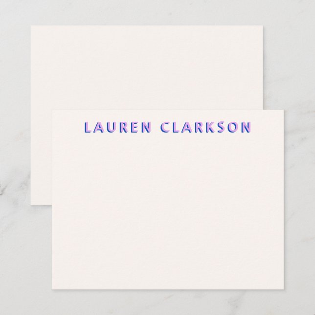 Reserva La Fecha Purple and Blue Bold Name Modern Note card (Anverso / Reverso)