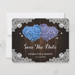 Reserva La Fecha Purple and Blue Floral Wedding Save The Date Card