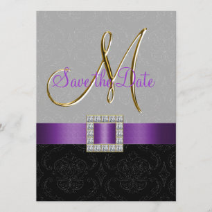 Reserva La Fecha Purple Black Damask Gold First Save the Date