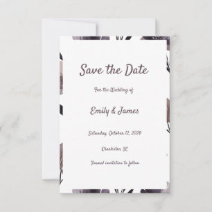 Reserva La Fecha Purple Floral Botanical Wedding