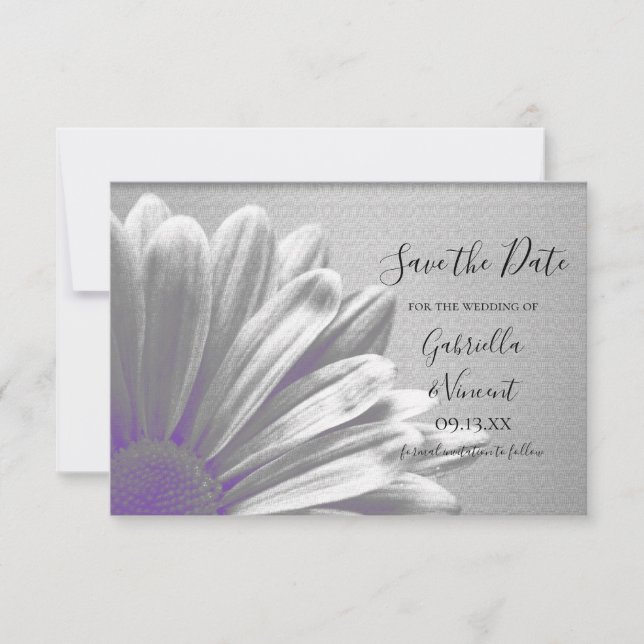 Reserva La Fecha Purple Floral Highlights Boda Guardar la fecha (Anverso)