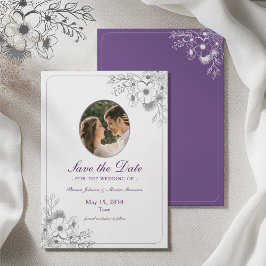 Reserva La Fecha Purple Floral Photo