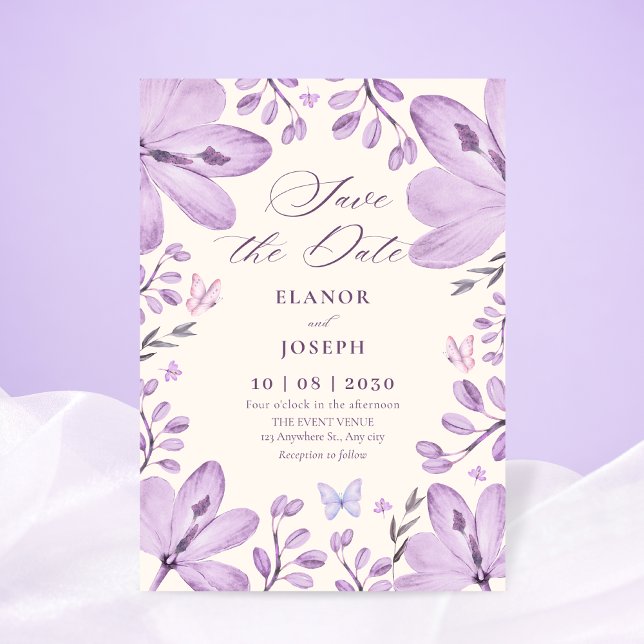 Reserva La Fecha Purple floral wedding (Subido por el creador)