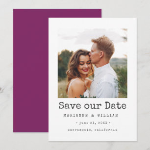 Reserva La Fecha Purple Simple SQUARE Foto boda ahorrar la fecha