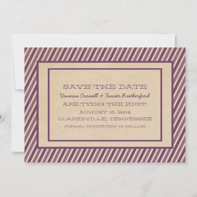 Reserva La Fecha Purple Trendy Stripes Save the Date Invite (Anverso)