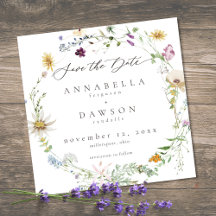 Purple Wildflower Watercolor Minimalist Wedding