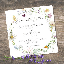 Reserva La Fecha Purple Wildflower Watercolor Minimalist Wedding