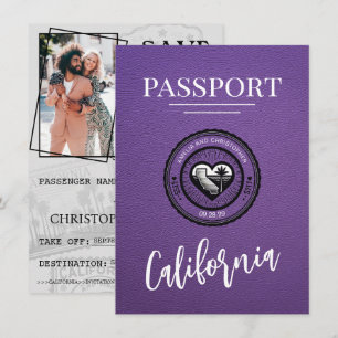 Reserva La Fecha Púrpura California Passport Save the Date