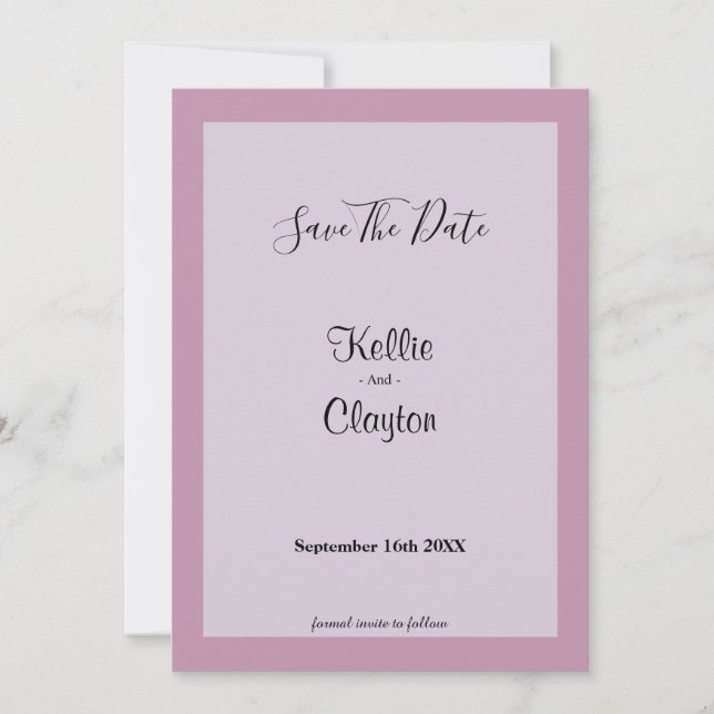 Reserva La Fecha Púrpura Claro Enmarcado Guardar La Fecha (Anverso)