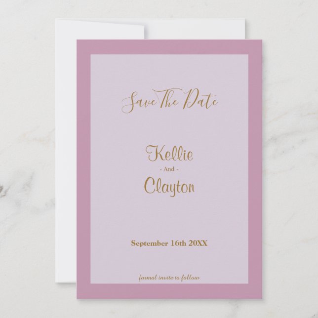 Reserva La Fecha Púrpura Claro Enmarcado Guardar La Fecha (Anverso)