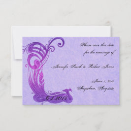 Reserva La Fecha Púrpura pavo real vintage Guardar la fecha