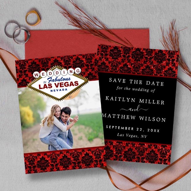 Reserva La Fecha Purpurina Damask Las Vegas Photo Save The Date (Subido por el creador)