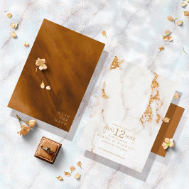 Reserva La Fecha Purpurina de mármol moderno Boda Gold ID816