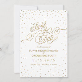 Reserva La Fecha Purpurina de oro Estrellas de Confetti Fancy Save