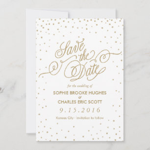Reserva La Fecha Purpurina de oro Estrellas de Confetti Fancy Save 