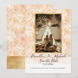 Reserva La Fecha Purpurina de oro rosado de color de hoja BOHO