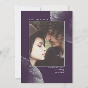 Reserva La Fecha Purpurina de plata Eggplant Purple Save the Date P