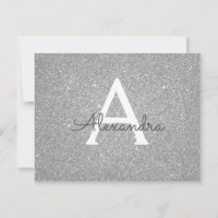 Purpurina Silver Sparkle Sweet 16 Save the Date