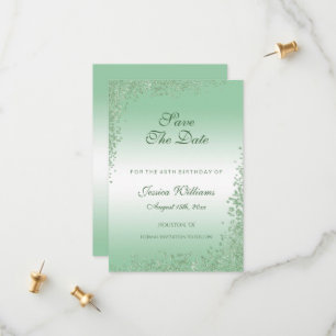 Reserva La Fecha Purpurina verde esmeralda espárrago de decoración 