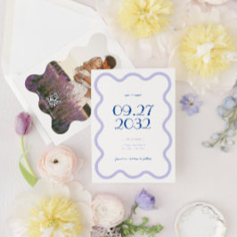 Reserva La Fecha QR Code Blue Lavender Wave Scallop Boda fotográfic