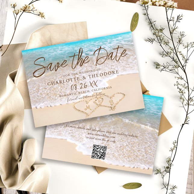 Reserva La Fecha QR Code Blue Ocean Waves Tropical Beach Wedding (Subido por el creador)