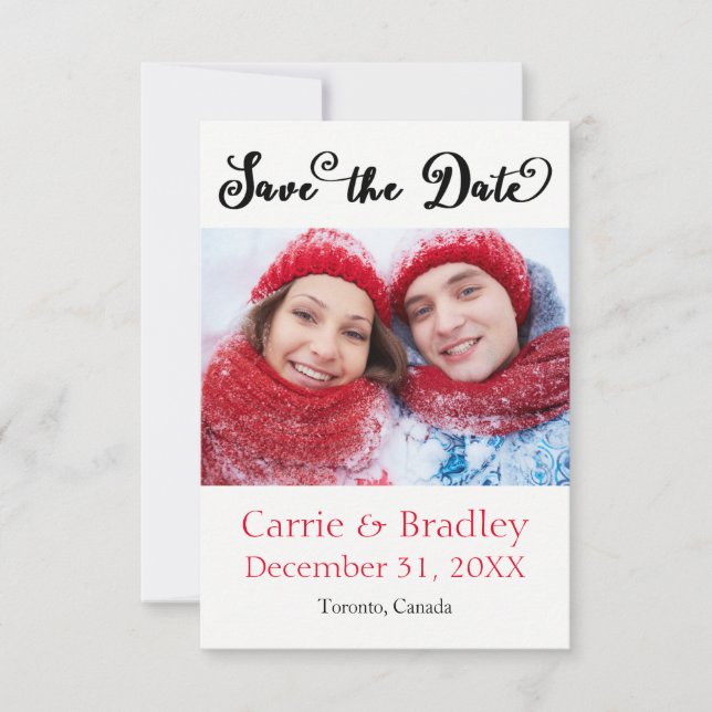 Reserva La Fecha Quatrefoil negro con estrella - 3x5 Guardar la fec (Anverso)