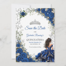 Quinceañera Azul Real Mariposas Plateadas
