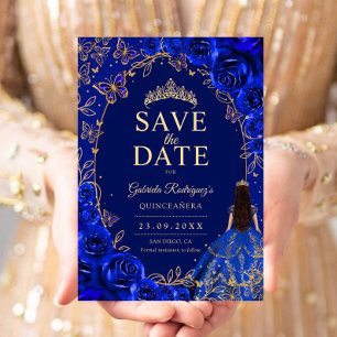 Reserva La Fecha Quinceañera Azul Real Oro
