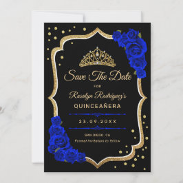 Reserva La Fecha Quinceanera - Black Royal Blue Gold