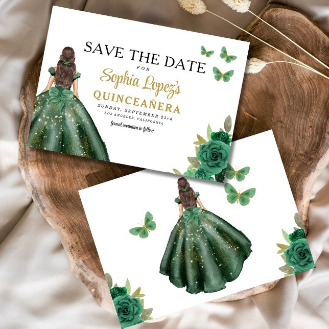 Reserva La Fecha Quinceanera del oro verde esmeralda (Subido por el creador)