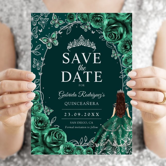 Reserva La Fecha Quinceañera Esmeralda Verde Plata (Subido por el creador)