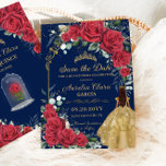Reserva La Fecha Quinceañera floral roja encantada marina Rosa azul<br><div class="desc">Personalice esta encantadora opción guardar la fecha con facilidad y rapidez, simplemente pulse el botón personalizar para reorganizar y formatear el estilo y la ubicación del texto. Perfecto para Quinceañera, Dulce 16, 18 cumpleaños, Debutante Ball, Princesa Fiesta y más ocasiones! ¡Artículos coincidentes disponibles en la tienda! c) El estudio Happy...</div>
