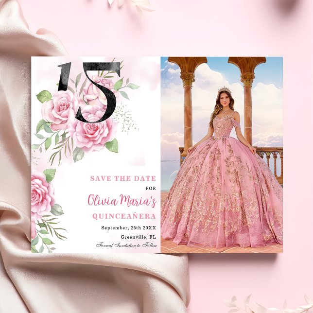 Reserva La Fecha Quinceanera Fotos Rústicas Florales (Subido por el creador)