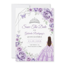 Quinceanera Lilac Purple Roses Dress Silver