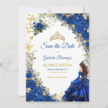 Quinceañera Mariposas Doradas Azul Real