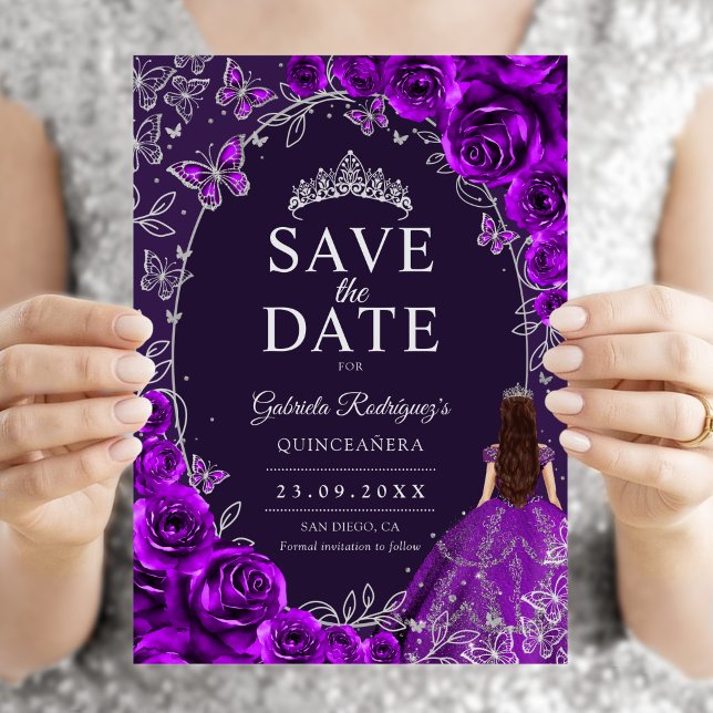 Reserva La Fecha Quinceañera Morado Plata (Subido por el creador)