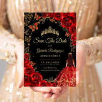 Quinceañera Negro Rojo Dorado