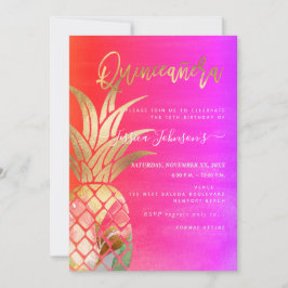 Reserva La Fecha Quinceañera, Piña Acuarela Dorado Falso