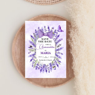 Reserva La Fecha Quinceañera Purple lavender Floral Español