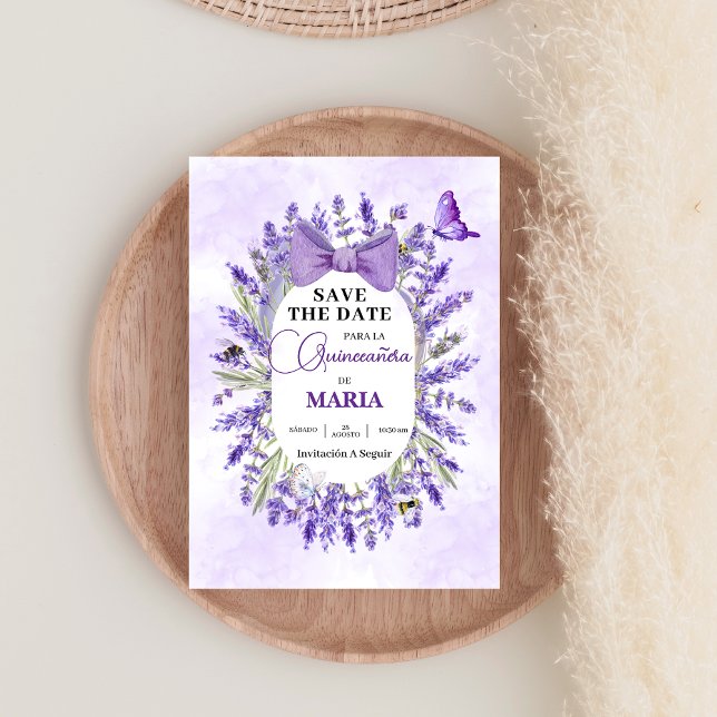 Reserva La Fecha Quinceañera Purple lavender Floral Español (Subido por el creador)