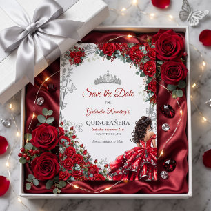 Reserva La Fecha Quinceañera Roja Mariposas Plateadas Salva La Fech